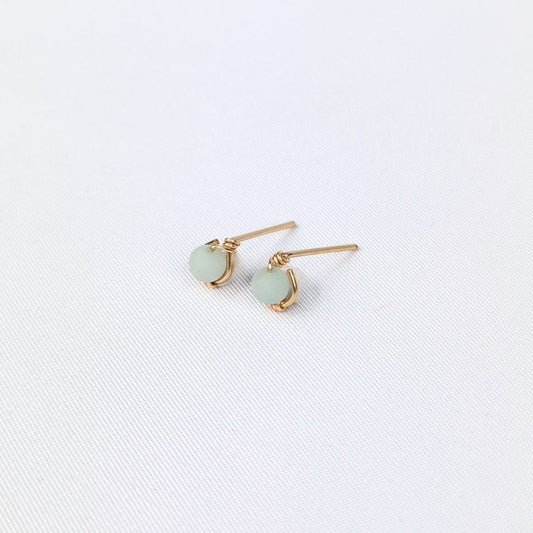 Jordan Amazonite Stud Earrings | 14k Gold Filled | Handmade | Minimalist | Forai