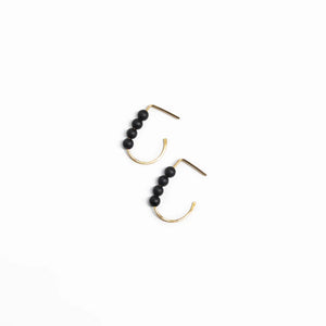 J hoop earrings in 14k gold filled with four black onyx beads J hoop earrings in 14k gold filled with four black onyx beads