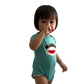 Baby Onesie in Light Green with Hand-Appliquéd Batik Happy Monkey - Forai