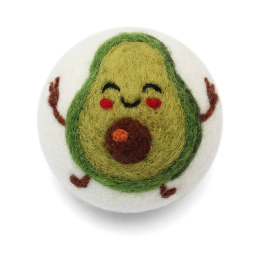 Avocado dryer ball made with 100% organic wool. Fair Trade.