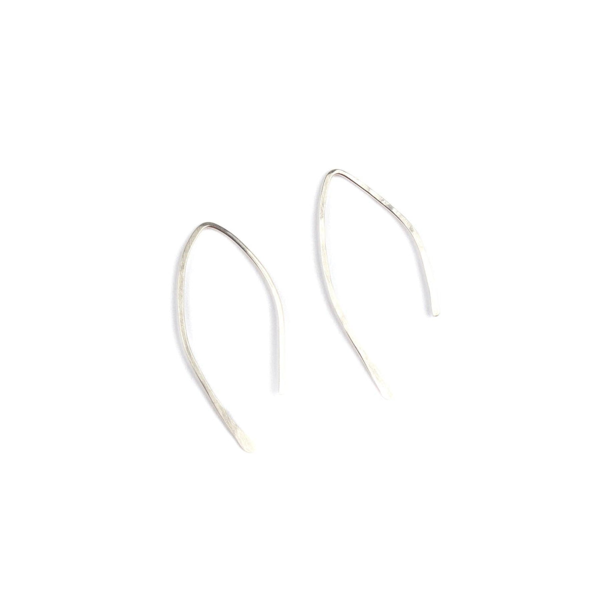Qasioun Mini-Threader Earrings in Sterling Silver. Minimalist.