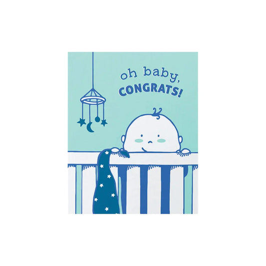 Greeting Card with 'Oh baby, Congrats!' Recycled Paper. Handmade. Fair Trade