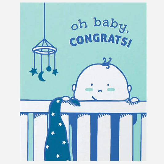 Greeting Card with 'Oh baby, Congrats!' Recycled Paper. Handmade. Fair Trade