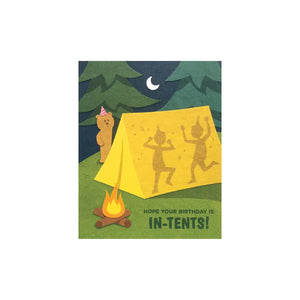 Greeting Card with 'Hope Your Birthday is In-Tents!' Recycled Paper. Handmade. Fair Trade Greeting Card with 'Hope Your Birthday is In-Tents!' Recycled Paper. Handmade. Fair Trade