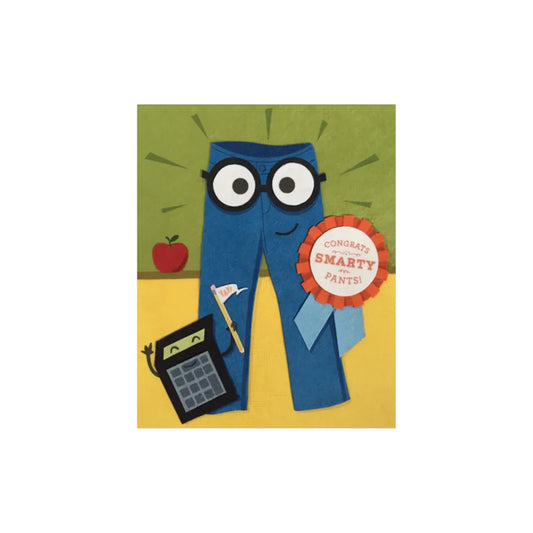 Greeting Card with 'Congrats Smarty Pants!' Recycled Paper. Handmade. Fair Trade