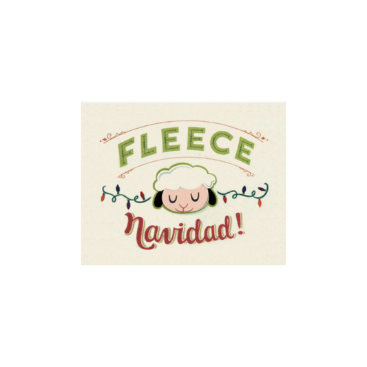 Greeting Card with 'Fleece Navidad!' Recycled Paper. Handmade. Fair Trade
