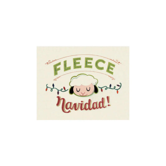 Greeting Card with 'Fleece Navidad!' Recycled Paper. Handmade. Fair Trade