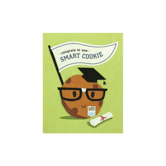 Greeting Card with 'Congrats to one smart cookie!' Recycled Paper. Handmade. Fair Trade
