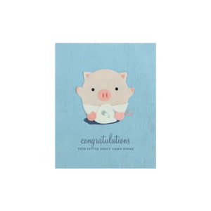 Greeting Card with 'Congratulations! This Little Piggy Came Home!' Recycled Paper. Handmade. Fair Trade Greeting Card with 'Congratulations! This Little Piggy Came Home!' Recycled Paper. Handmade. Fair Trade