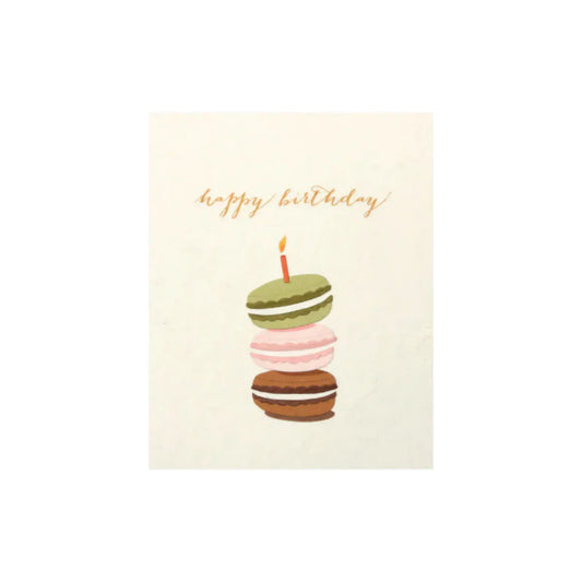 Greeting Card with 'Happy Birthday!' and Macaron cookies. Recycled Paper. Handmade. Fair Trade