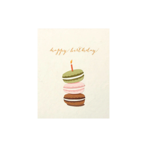 Greeting Card with 'Happy Birthday!' and Macaron cookies. Recycled Paper. Handmade. Fair Trade Greeting Card with 'Happy Birthday!' and Macaron cookies. Recycled Paper. Handmade. Fair Trade
