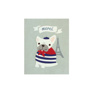 Greeting Card with 'Merci' a cute dog and Eiffel Tower. Recycled Paper. Handmade. Greeting Card with 'Merci' a cute dog and Eiffel Tower. Recycled Paper. Handmade.