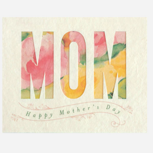 Greeting Card with colorful "Mom! Happy Mother's Day!" Recycled Paper. Handmade. Fair Trade Greeting Card with colorful "Mom! Happy Mother's Day!" Recycled Paper. Handmade. Fair Trade