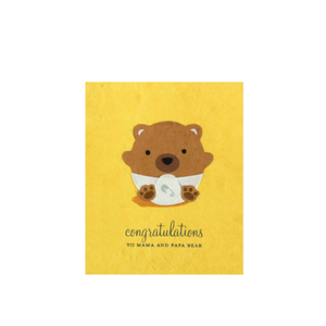Greeting Card with 'Congratulations to Mama and Papa Bear' Recycled Paper. Handmade. Greeting Card with 'Congratulations to Mama and Papa Bear' Recycled Paper. Handmade.