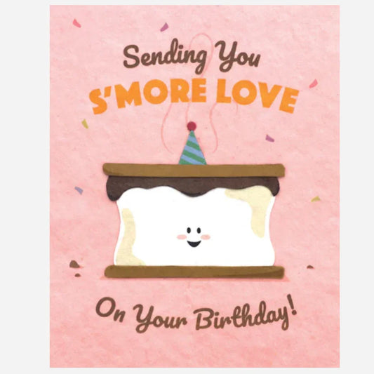 Greeting Card with 'Sending you S'More Love on your Birthday!' Recycled Paper. Handmade. Fair Trade