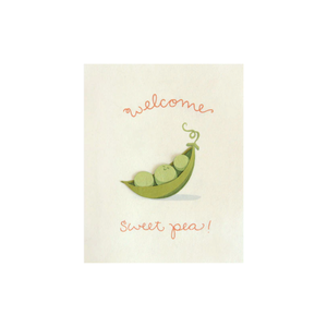 Greeting Card with 'Welcome sweet pea!' Recycled Paper. Handmade. Fair Trade Greeting Card with 'Welcome sweet pea!' Recycled Paper. Handmade. Fair Trade