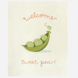 Greeting Card with 'Welcome sweet pea!' Recycled Paper. Handmade. Fair Trade Greeting Card with 'Welcome sweet pea!' Recycled Paper. Handmade. Fair Trade