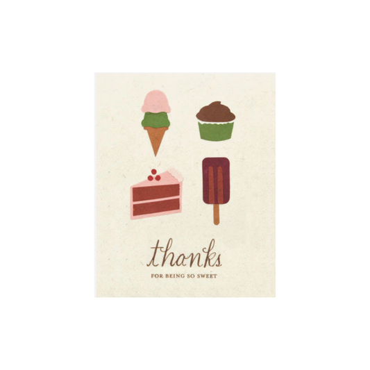 Greeting Card with 'Thanks for being so sweet!' Recycled Paper. Fair Trade. Handmade.