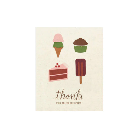 Greeting Card with 'Thanks for being so sweet!' Recycled Paper. Fair Trade. Handmade.