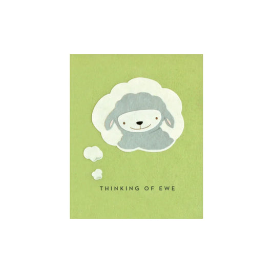 Greeting Card with 'Thinking of Ewe!' Recycled Paper. Handmade. Fair Trade