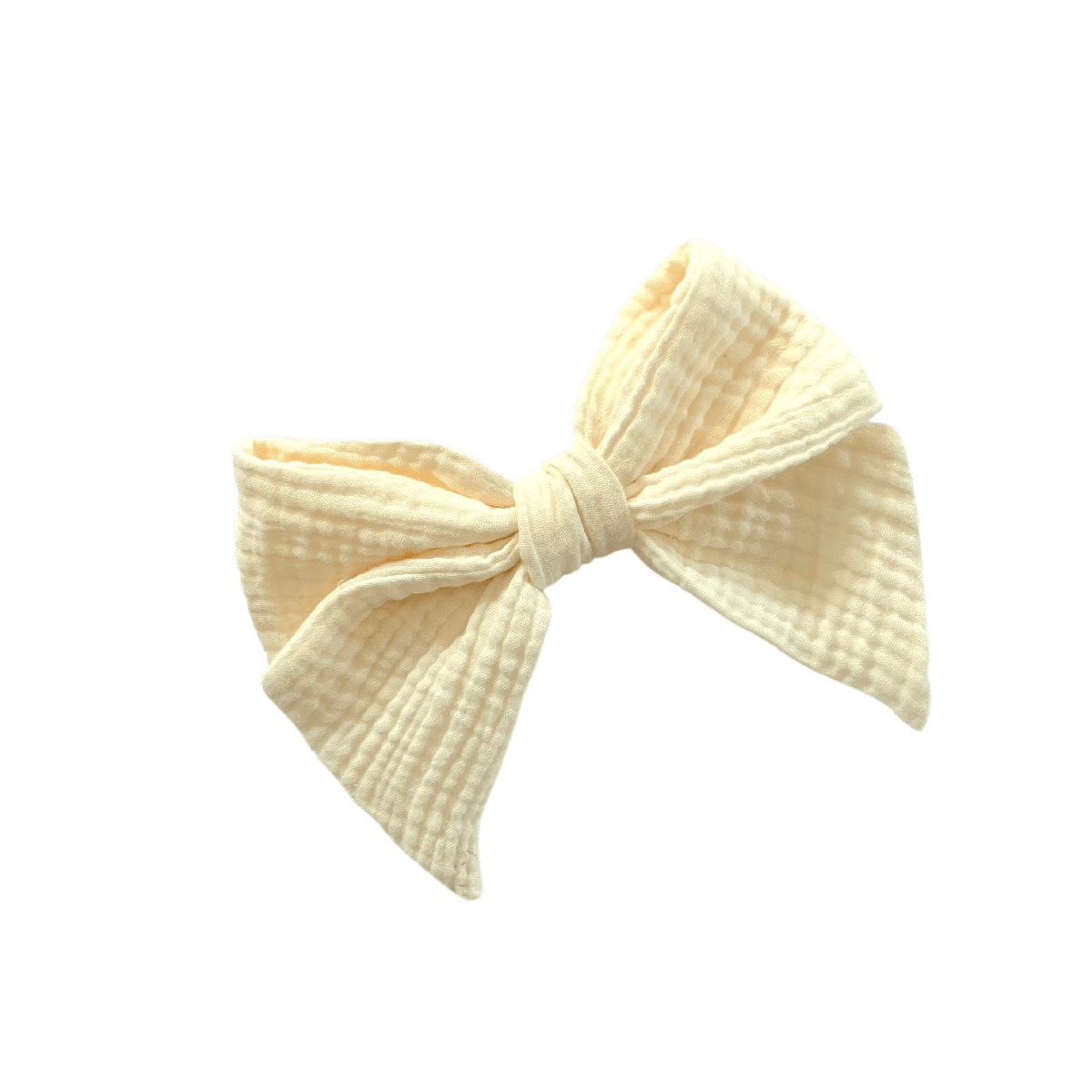 Hair Bow | Double Cotton Gauze | Ivory | Barette | Forai display picture 2