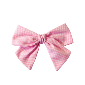 Hair Bow | Pink Gingham | Cotton | Barette | Handmade Hair Bow | Pink Gingham | Cotton | Barette | Handmade