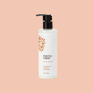 Thistle Farms Grapefruit Jasmine hand lotion.
Thistle Farms Grapefruit Jasmine hand lotion.