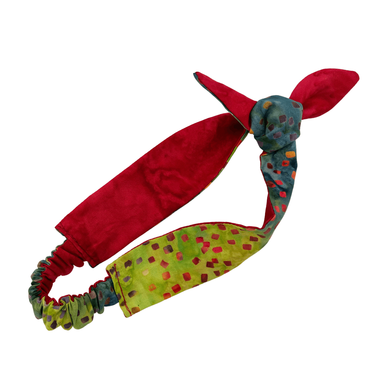 Kids Tie Headband in Multicolor Fiesta  Batik Cotton, reversible and adjustable - Forai