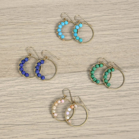 Olivia Beaded Earring in Blue Lapis Lazuli | 14k Gold Filled
