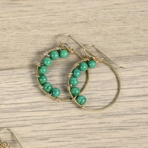 Olivia Beaded Earring in Green Malachite | 14k Gold Filled Olivia Beaded Earring in Green Malachite | 14k Gold Filled