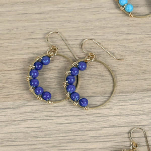 Olivia Beaded Earring in Blue Lapis Lazuli | 14k Gold Filled Olivia Beaded Earring in Blue Lapis Lazuli | 14k Gold Filled