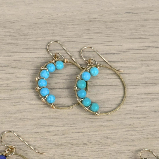 Olivia Beaded Earring in Turquoise Dyed Howlite | 14k Gold Filled