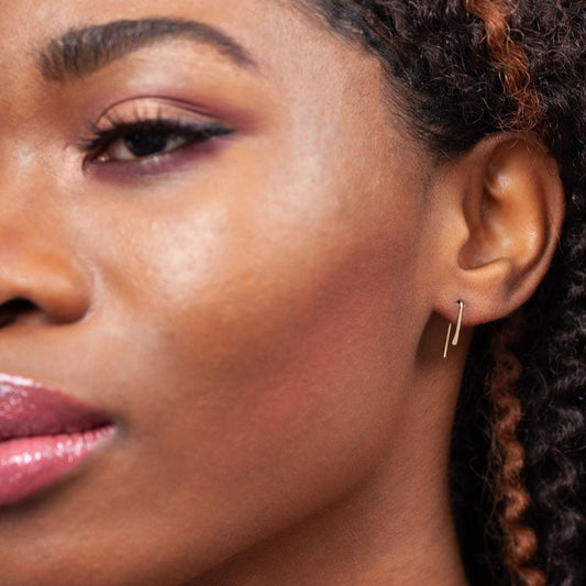 Dainty Indra Staple Threader Earrings in 14k Gold Filled. Waterproof. Minimalist.