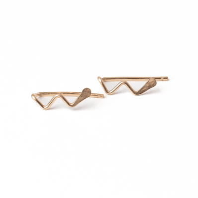 14k gold filled waterproof wavy handmade ear climber threader earrings under $30. Ethically-made by resettled refugee women in St. Louis, MO.