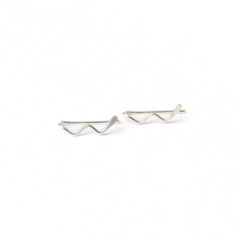 Zun Zuun Threader Earrings in Sterling Silver, earrings with a geometric, zig-zag design.