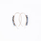 Mai Blue Beaded Threader Earrings in 14k Gold Filled. Seven milliefiori beads are wrapped onto each shaped and hammered wire.