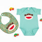 Baby Onesie with Hand-Appliqued Batik Happy Monkey - Forai