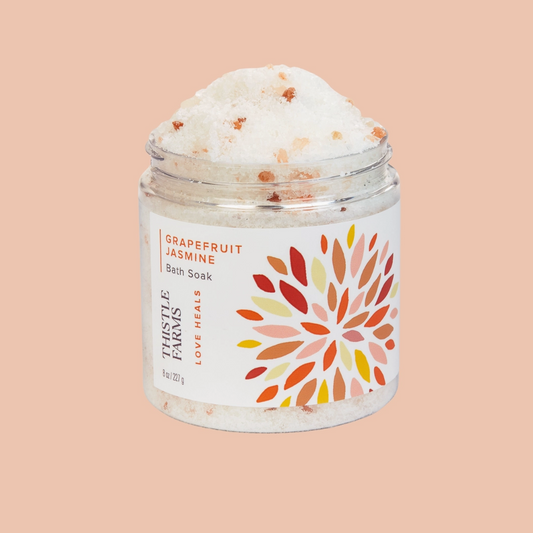Zesty Grapefruit Jasmine bath soak from Thistle Farms. 