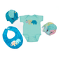 Baby Bib with Mama & Baby Elephant on Aqua Batik - Forai