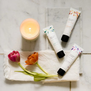 Thistle Farms body lotion trio with Eucalyptus Mint, Grapefruit Jasmine and Lavender. 