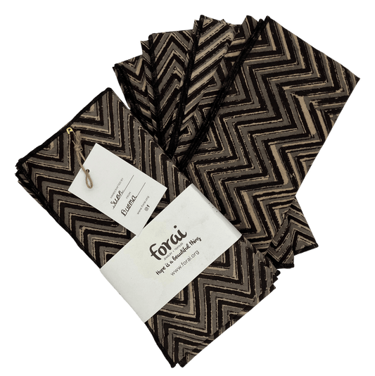 Fair Trade Kalamkari Cloth Napkins in Chevron Print - Forai