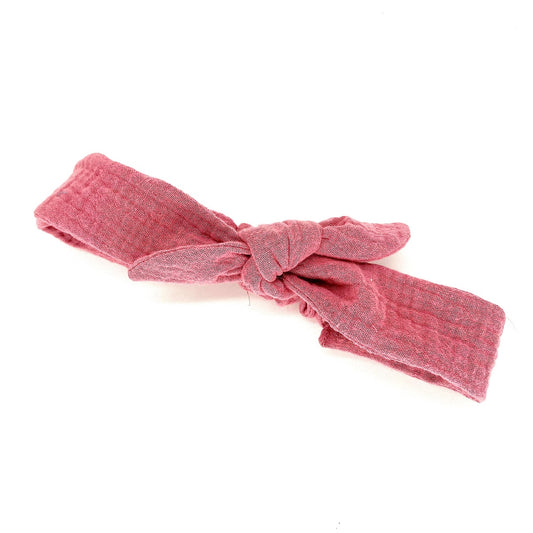 Kids Double Cotton Gauze Tie Headbands in Rose Mauve