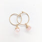 Mini-hoop Rose Quartz Charm Earrings in 14k Gold Filled