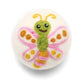 cute wool dryer ball with smiling butterfly design on white background