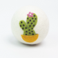 eco wool dryer ball with cute cactus design on a white background