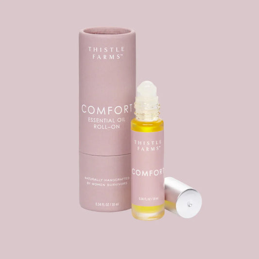 Thistle Farms Comfort essential oil roll-on combines clary sage, clove, and ylang-ylang.