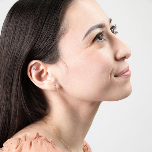 14k gold filled waterproof wavy handmade  threader earrings under $30. Ethically-made by resettled refugee women in St. Louis, MO.