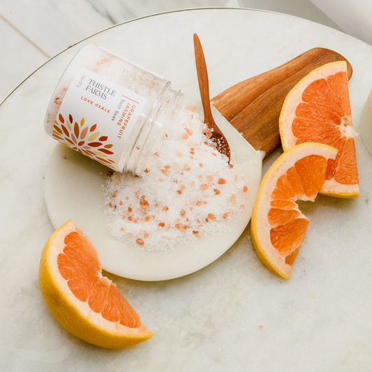 Zesty Grapefruit Jasmine bath soak from Thistle Farms. 