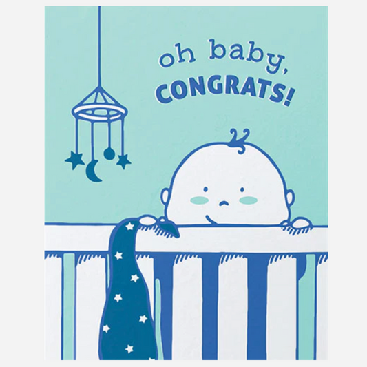 Greeting Card with 'Oh baby, Congrats!' Recycled Paper. Handmade. Fair Trade