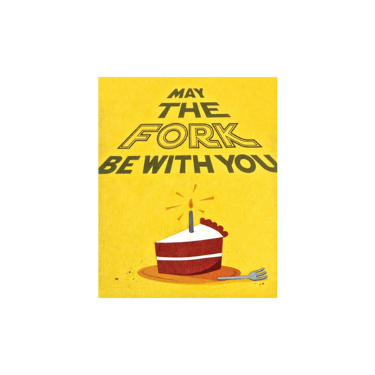 Greeting Card with 'May the Fork be with you.' Recycled Paper. Handmade. Fair Trade